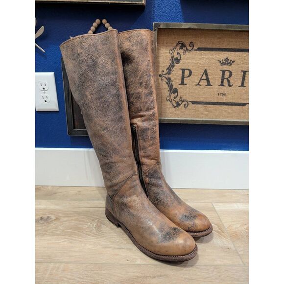 Bed Stu Manchester Tall Riding Boots Women's 9 Black Hand Washed Knee High - Picture 4 of 16